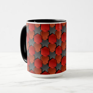 Überlappen roter Sechsecke und "grauer Stern" Tasse