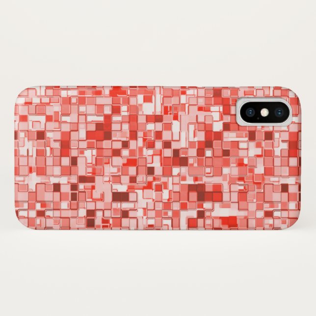 Überlappen von Mini-Quadraten, Rot- oder Korallent Case-Mate iPhone Hülle (Rückseite (Horizontal))