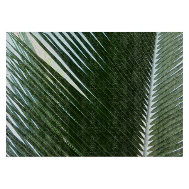 Überlappen von Palm Fronds Tropical Green Abstrakt Schneidebrett (Vorderseite)