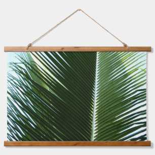 Überlappen von Palm Fronds Tropical Green Abstrakt Wandteppich Mit Holzrahmen