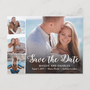 Überlappende Foto-Hochzeit Save The Date Postkarte