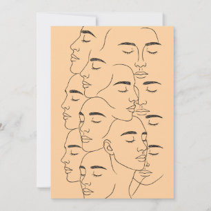 Überlappende Gesichter Druck, Minimalistische Lini Einladung