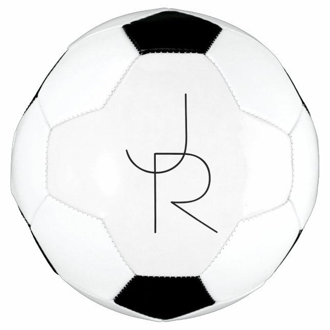 Überlappende Initialen | Schwarz auf Weiß Fußball (Vorderseite)