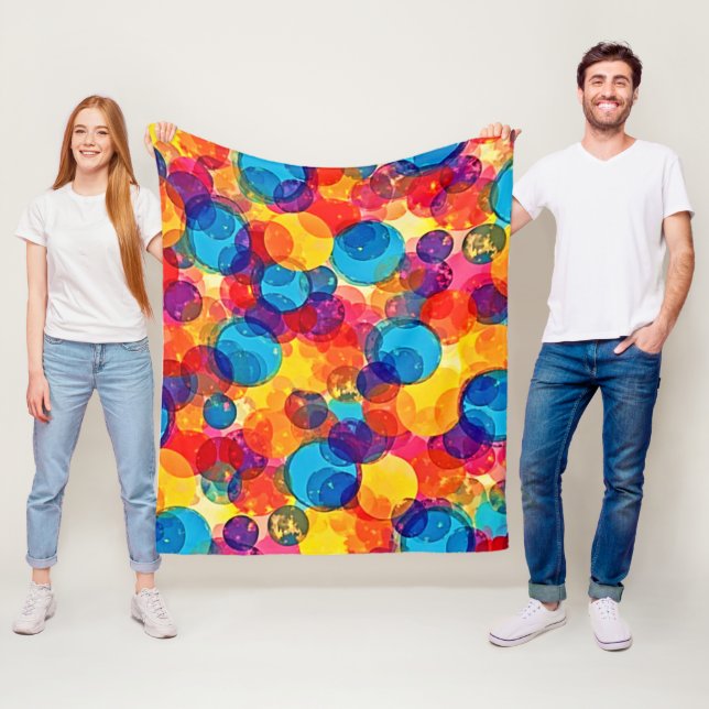 Überlappende Kreise Farbchaos Kunst Fleecedecke (Beispiel)