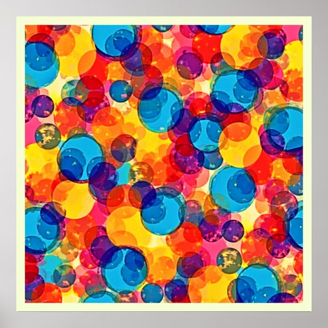 Überlappende Kreise Farbchaos Kunst Poster (Vorne)