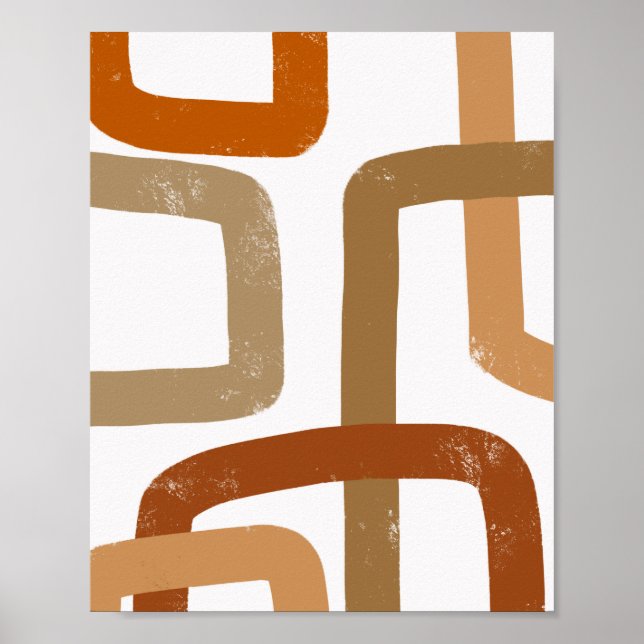 Überlappende Linien Erdig Geometrisch Abstrakt Poster (Vorne)