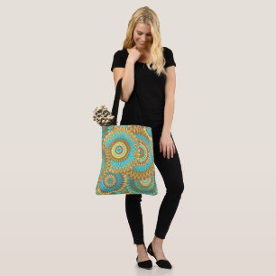 Überlappende Mandala Blau Braun Gold