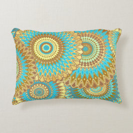 Überlappende Mandala Blau Braun Gold Dekokissen