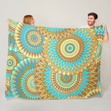 Überlappende Mandala Blau Braun Gold