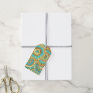 Überlappende Mandala Blau Braun Gold Geschenkanhänger