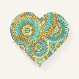 Überlappende Mandala Blau Braun Gold Notizbuch