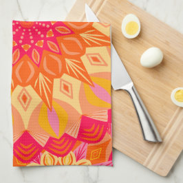 Überlappende Mandala Orange Pink Gelb Geschirrtuch