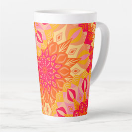 Überlappende Mandala Orange Pink Gelb Milchtasse