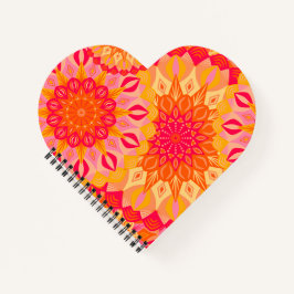 Überlappende Mandala Orange Pink Gelb Notizbuch