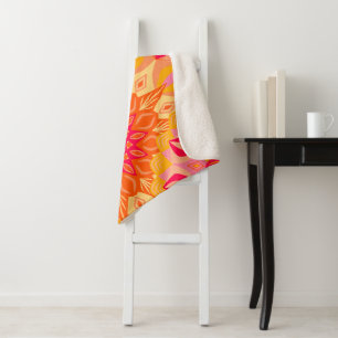 Überlappende Mandala Orange Pink Gelb Sherpadecke