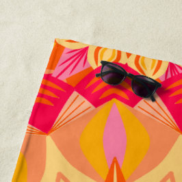 Überlappende Mandala Orange Pink Gelb Strandtuch