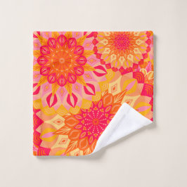 Überlappende Mandala Orange Pink Gelb Waschlappen