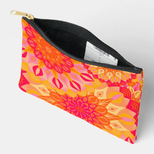 Überlappende Mandala Orange Pink Gelb Zubehörtasche
