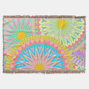 Überlappende Mandala Pink Blau Gelb Mint Lila Decke