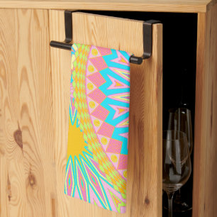 Überlappende Mandala Pink Blau Gelb Mint Lila Geschirrtuch