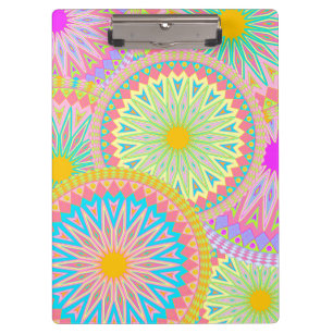 Überlappende Mandala Pink Blau Gelb Mint Lila Klemmbrett