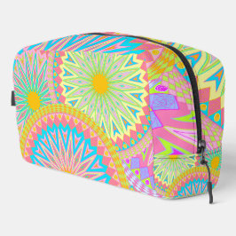 Überlappende Mandala Pink Blau Gelb Mint Lila Waschbeutel