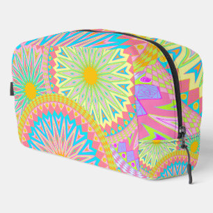 Überlappende Mandala Pink Blau Gelb Mint Lila Waschbeutel