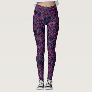 Überlappendes Herzen-Muster, Rosa auf blauem schwa Leggings