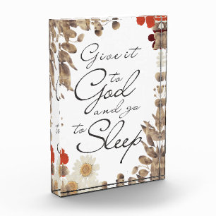 Überlass es Gott und geh schlafen Glaube-Schrift-Z Fotoblock