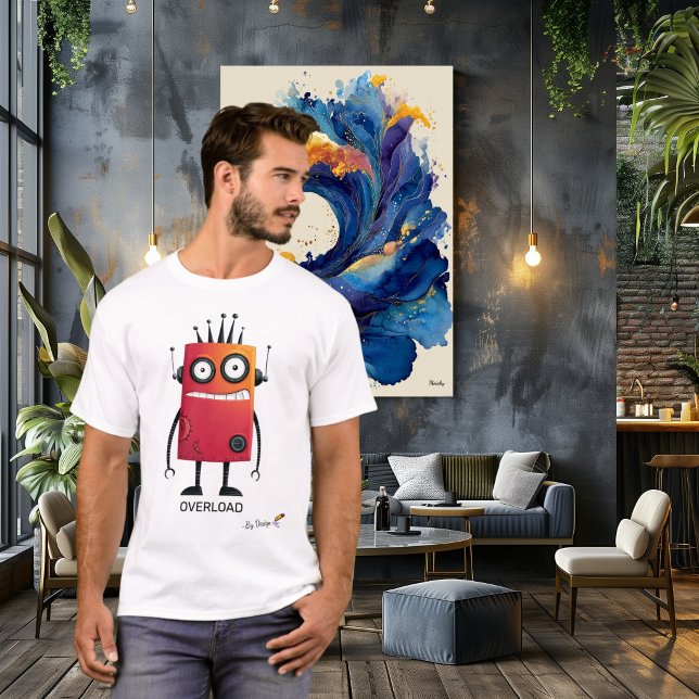 Überlasteter Roboter | Funny Geek T - Shirt für Er (Von Creator hochgeladen)