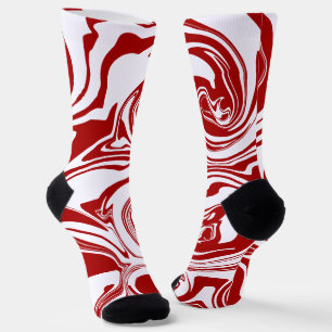 Überlauf in Rot und Weiß Retro, Marmorwirbel Socken
