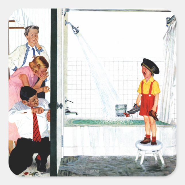 Überlaufrohr Quadratischer Aufkleber (Vorderseite)