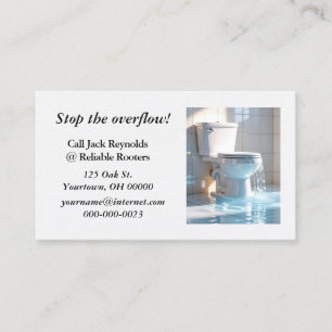 Überlauftoilette für ein Klempnergeschäft Visitenkarte