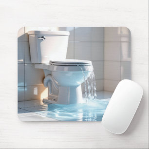 Überlauftoilette in einem weißen Badezimmer Mousepad