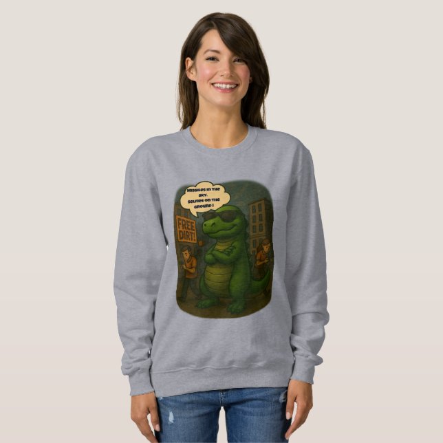 Überleben 2025: Dino-Stil Sweatshirt (Vorne ganz)