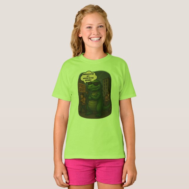 Überleben 2025: Dino-Stil T-Shirt (Vorne ganz)