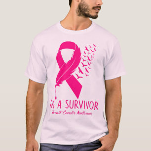 Überleben Brustkrebs Vögel Bewusstsein rosa Band T-Shirt