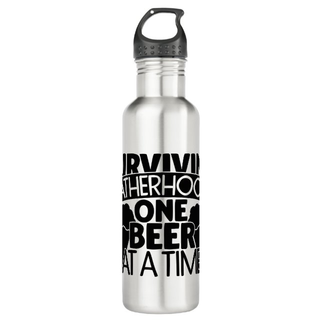 Überleben der Vaterschaft ein Bier nach dem andere Edelstahlflasche (Vorderseite)