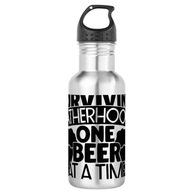 Überleben der Vaterschaft ein Bier nach dem andere Edelstahlflasche (Vorderseite)