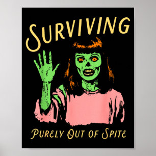Überleben rein aus Retro-Steampunk-Zombie-Hallowee Poster