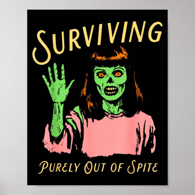 Überleben rein aus Retro-Steampunk-Zombie-Hallowee Poster (Vorne)