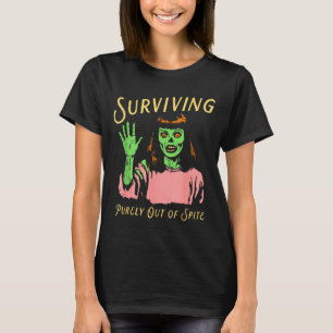 Überleben rein aus Ste Retro Zombie Halloween T-Shirt