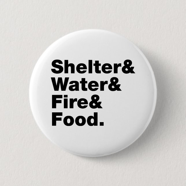 Überleben (Unterkunft & Wasser & Feuer & Nahrung) Button (Vorderseite)