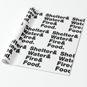 Überleben (Unterkunft & Wasser & Feuer & Nahrung) Geschenkpapier