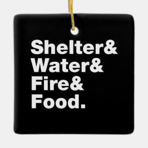 Überleben (Unterkunft & Wasser & Feuer & Nahrung) Keramikornament
