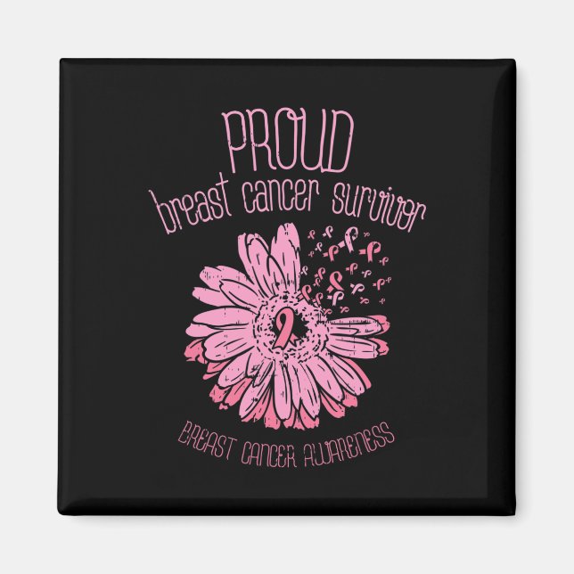 Überlebende Daisy Pink Brustkrebs-Geschenk Magnet (Vorne)