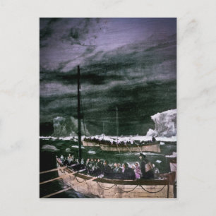 Überlebende der RMS Titanic in den Rettungsbooten Postkarte