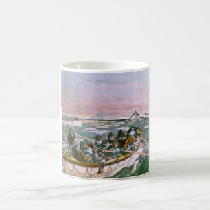 Überlebende der RMS Titanic in Rettungsbooten am n Kaffeetasse