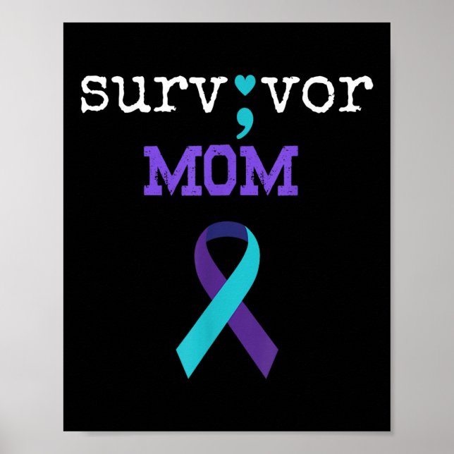 Überlebende Mama - Semicolate Gift Suicide Prevent Poster (Vorne)
