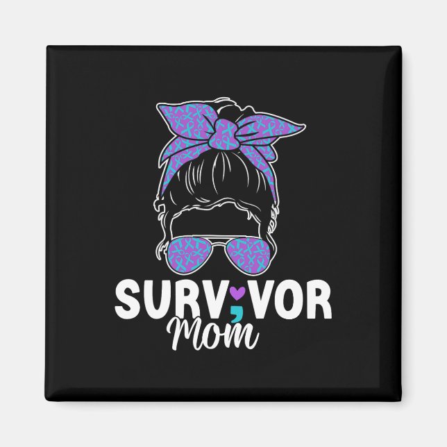 Überlebende Mama - Semicolon Suicide Prevention Aw Magnet (Vorne)